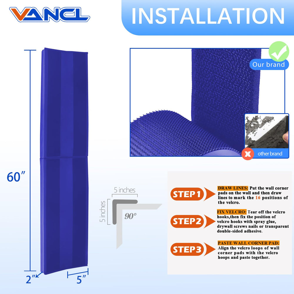 VANCL corner pad showing Velcro-backed installation for secure mounting.