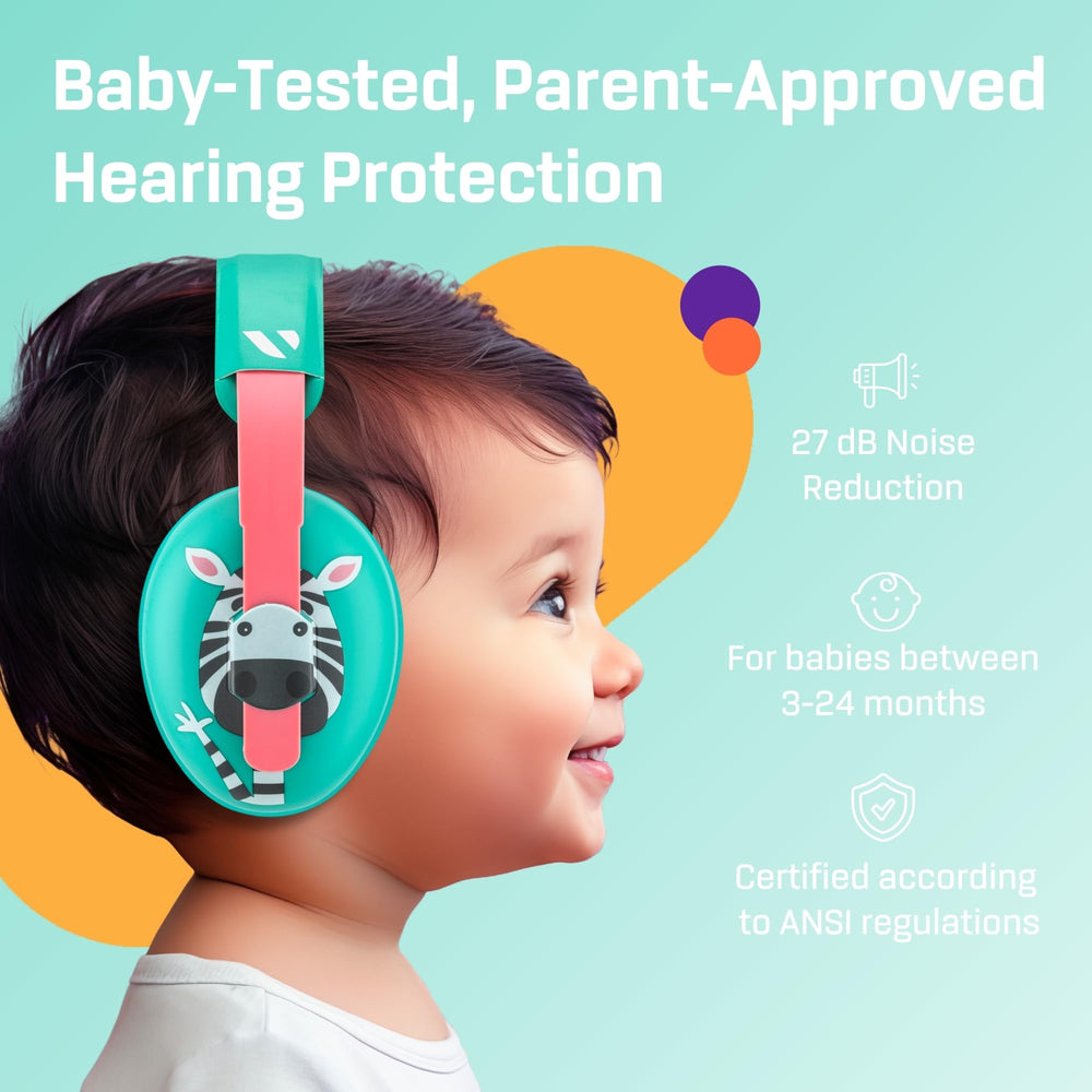 Ziggy zebra ear muffs with soft padded cups for comfort.