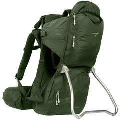 Vandra Forest front view shows stable baby carrier for trail hikes.