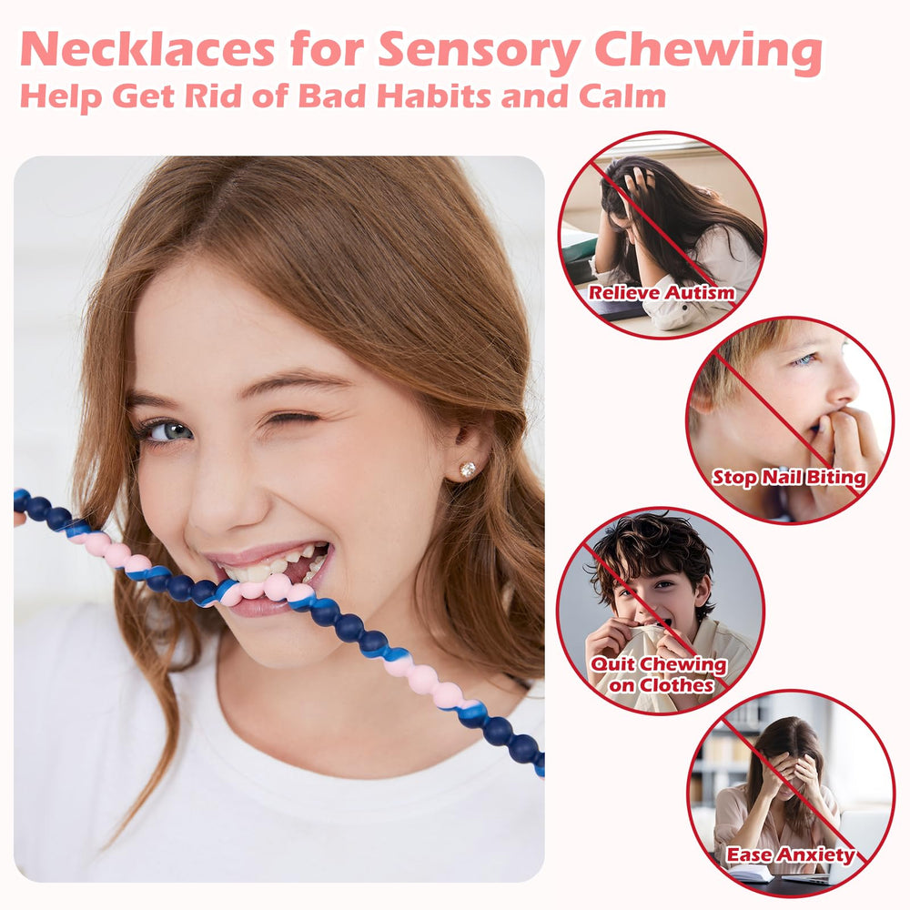 Vanelioris chew necklace provides gentle teething relief.