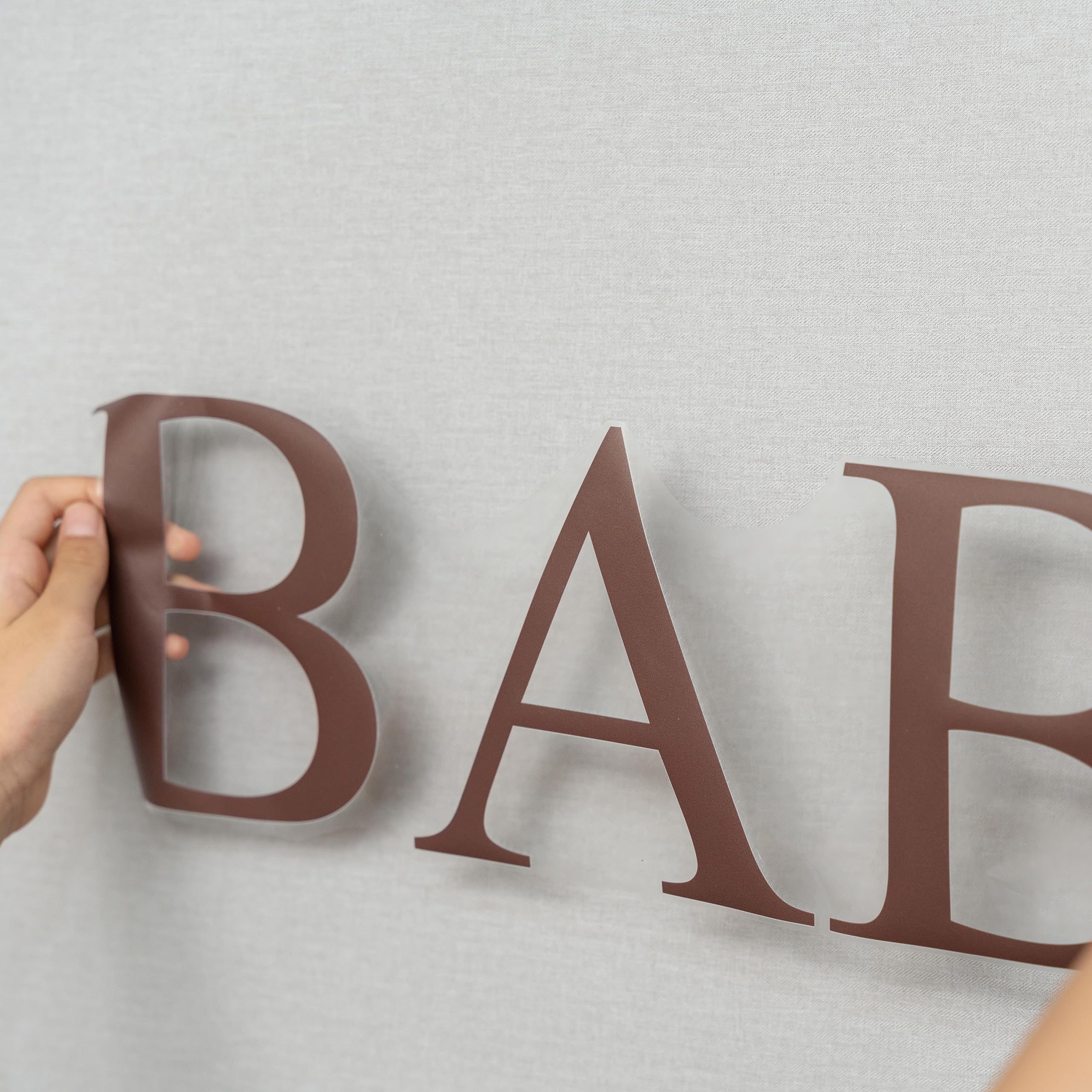 VANGNING rustic brown decal pairs well with baby shower setups