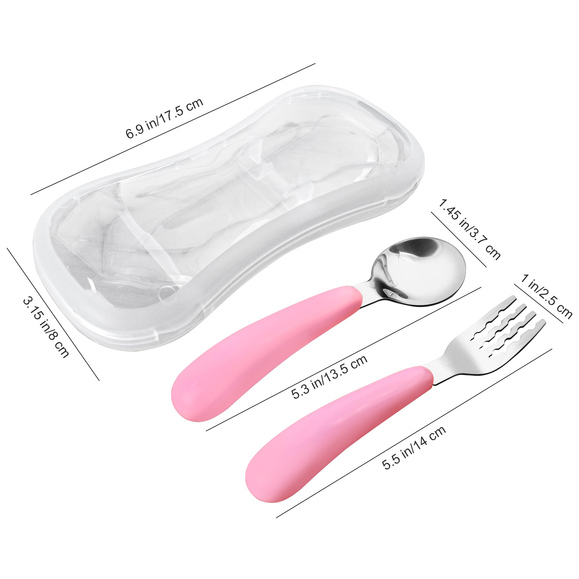 VANRA toddler fork with curved handle for comfortable grip during meals.