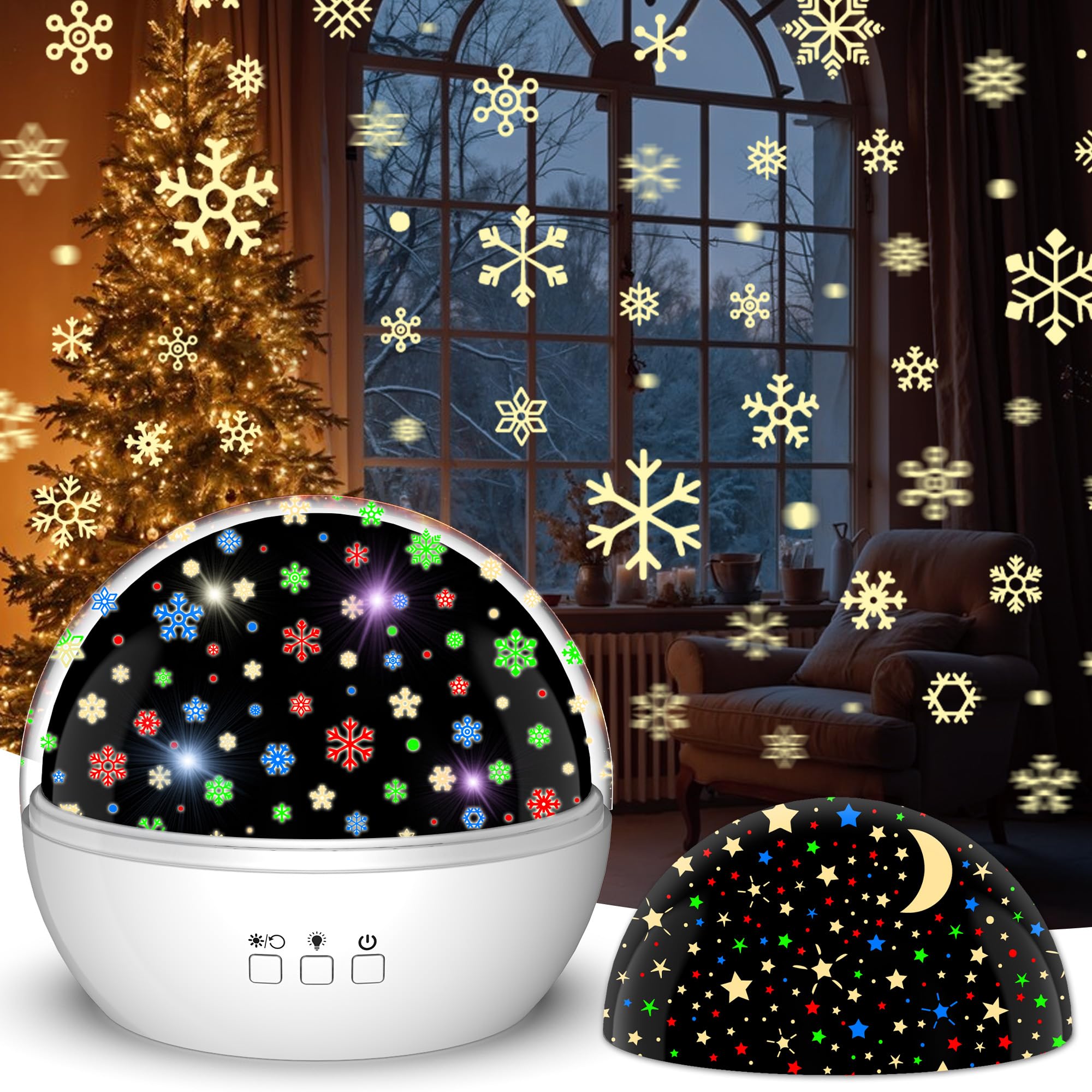 VANSHINIEER Christmas projector snowflake display for cozy room decor