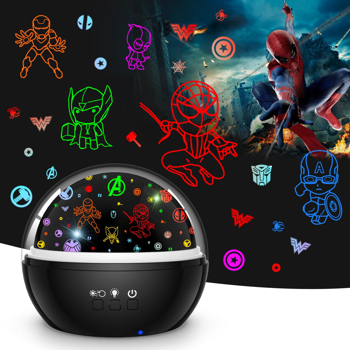 VANSHINIEER spiderman theme projection boosts nighttime comfort for kids.