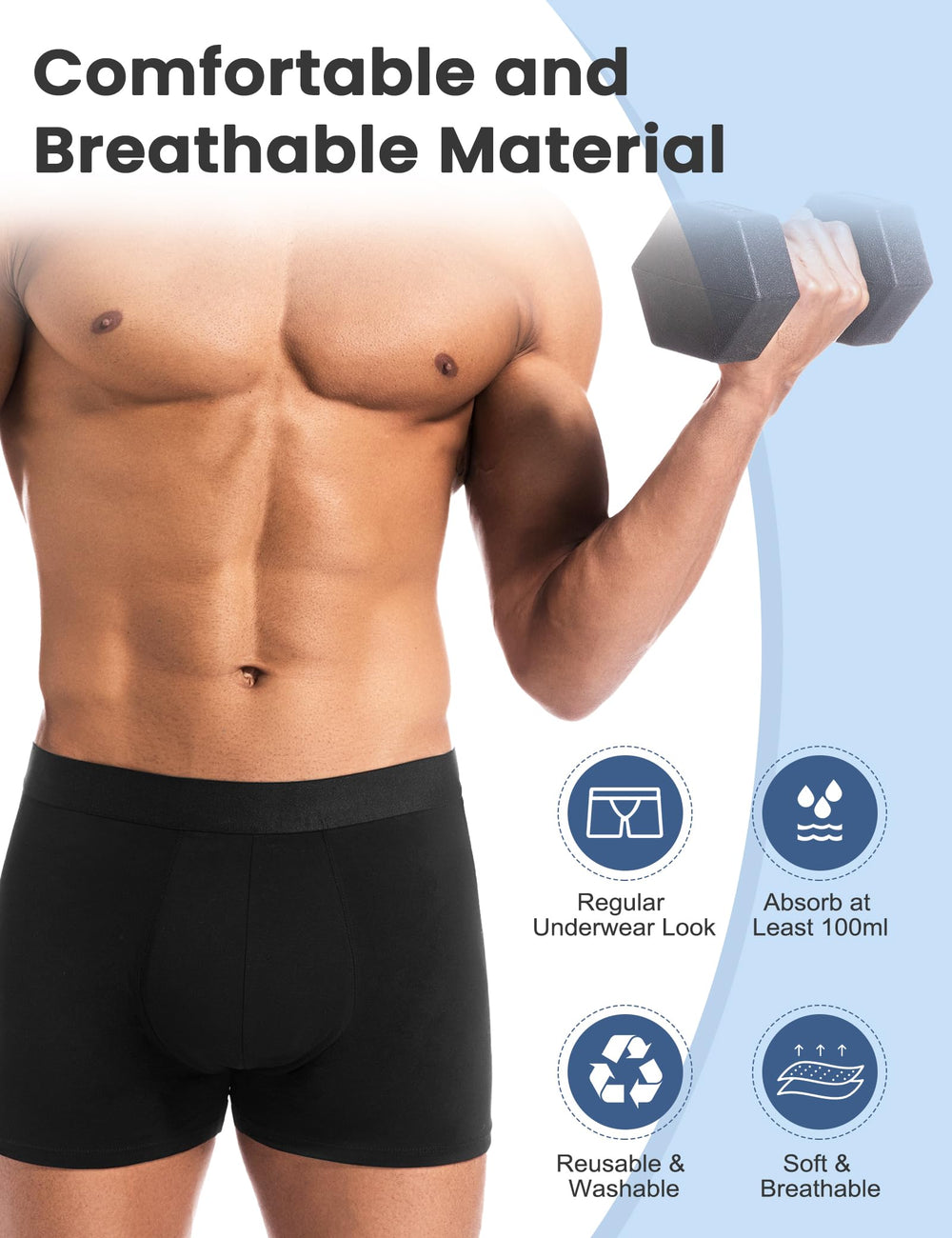Varmax leakproof barrier provides confident wear during coughing or lifting.
