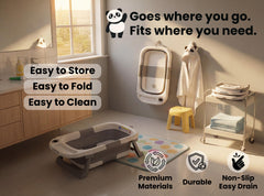 VASTIO rinse cup for easy, safe rinsing during bath time.