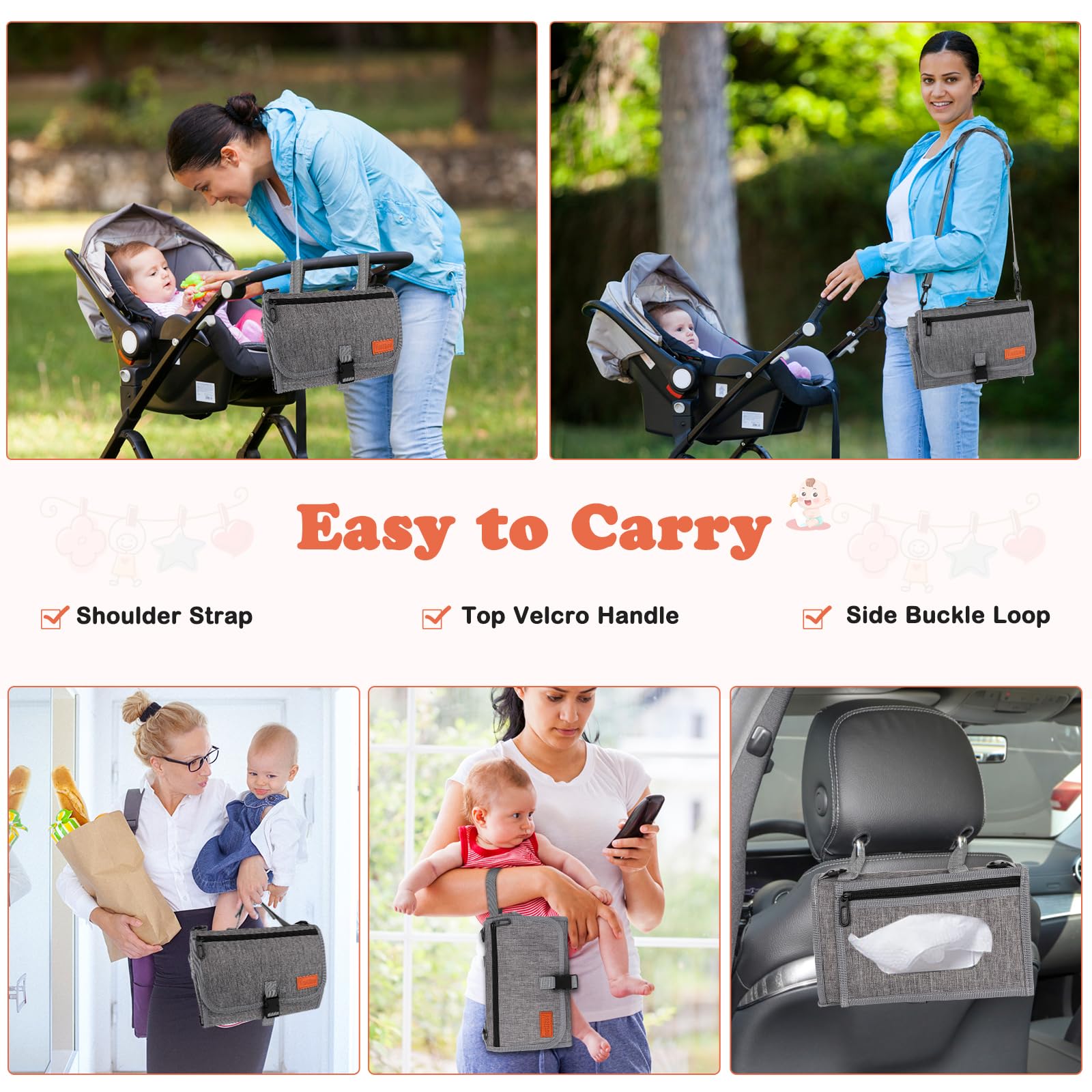 Vasttron changing pad built-in pillow provides newborn comfort.