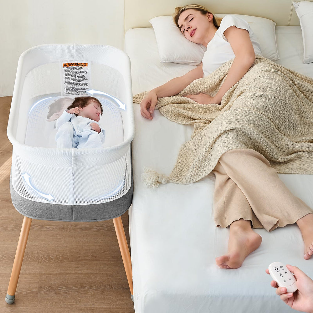 VaVaSoo automatic rocking bassinet calms newborns with gentle motion.