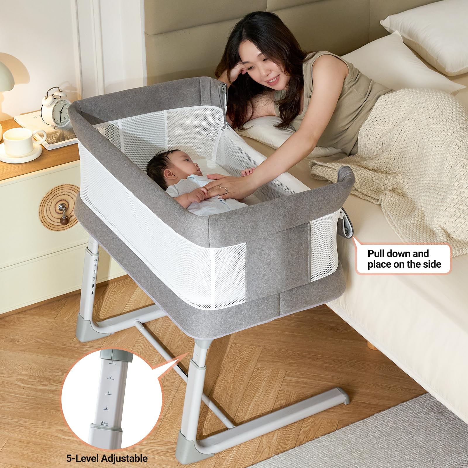 VaVaSoo bassinet mesh sides highlight airflow and visibility