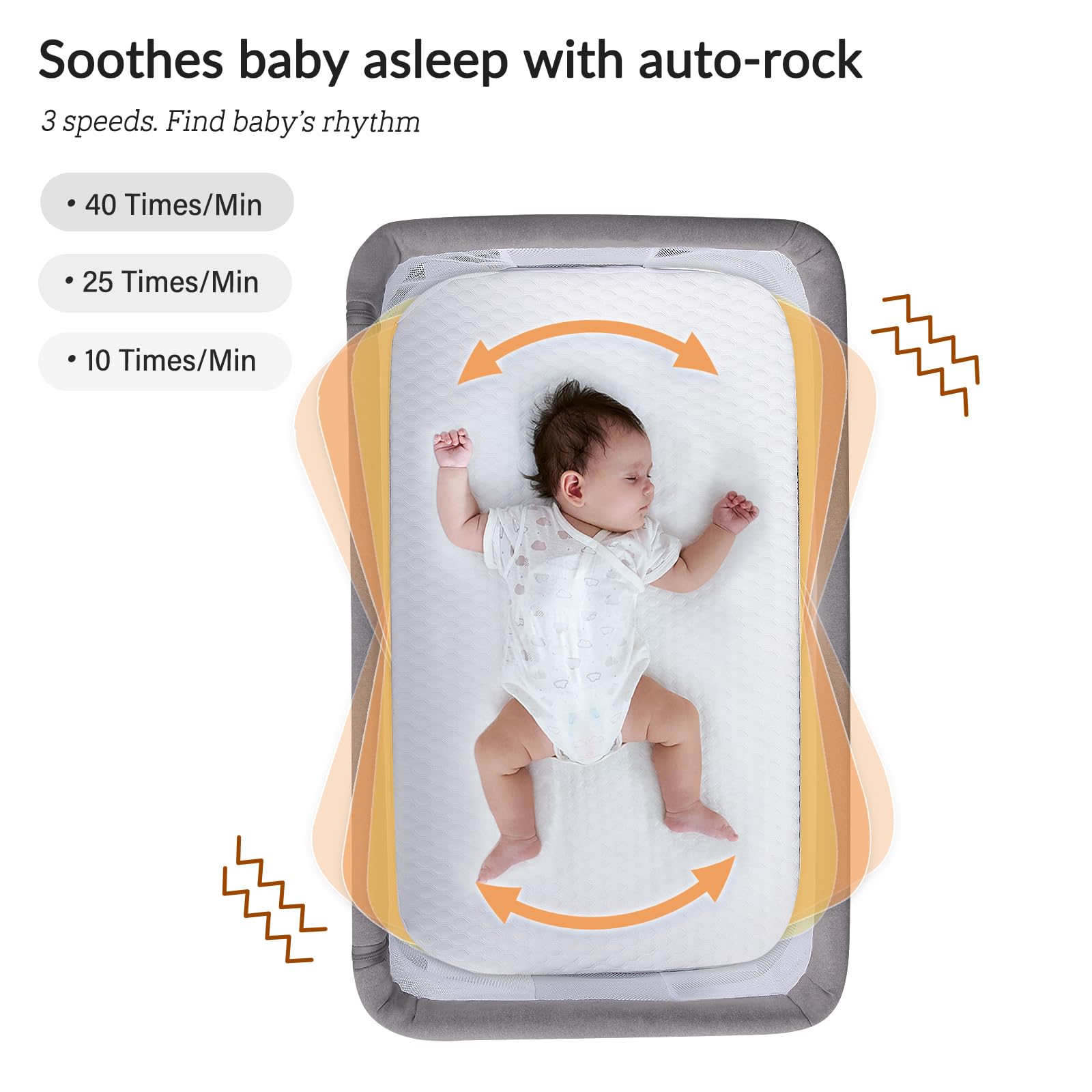 VaVaSoo bassinet rocking controls for gentle soothing