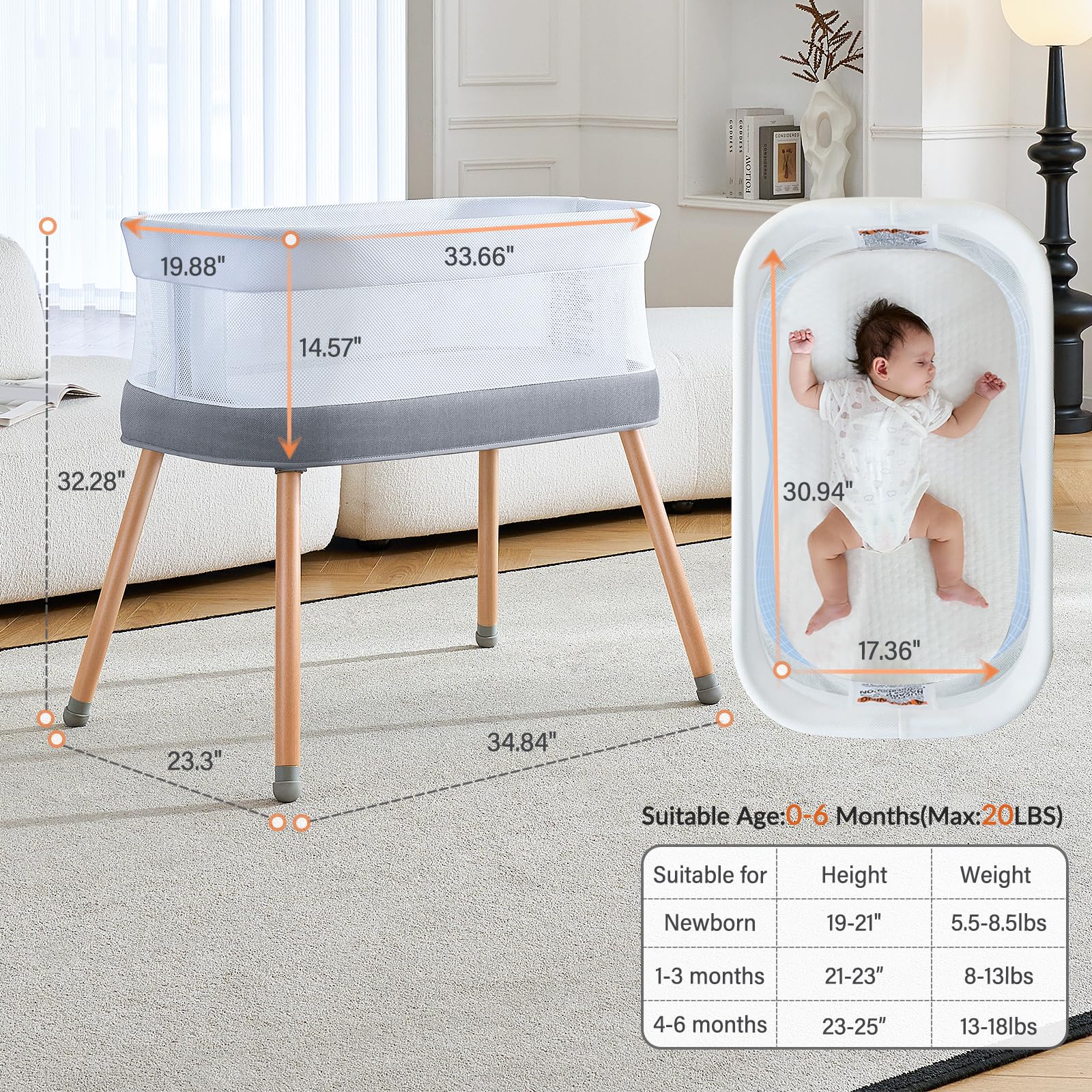 VaVaSoo fast-setup bassinet assembles in minutes without tools.