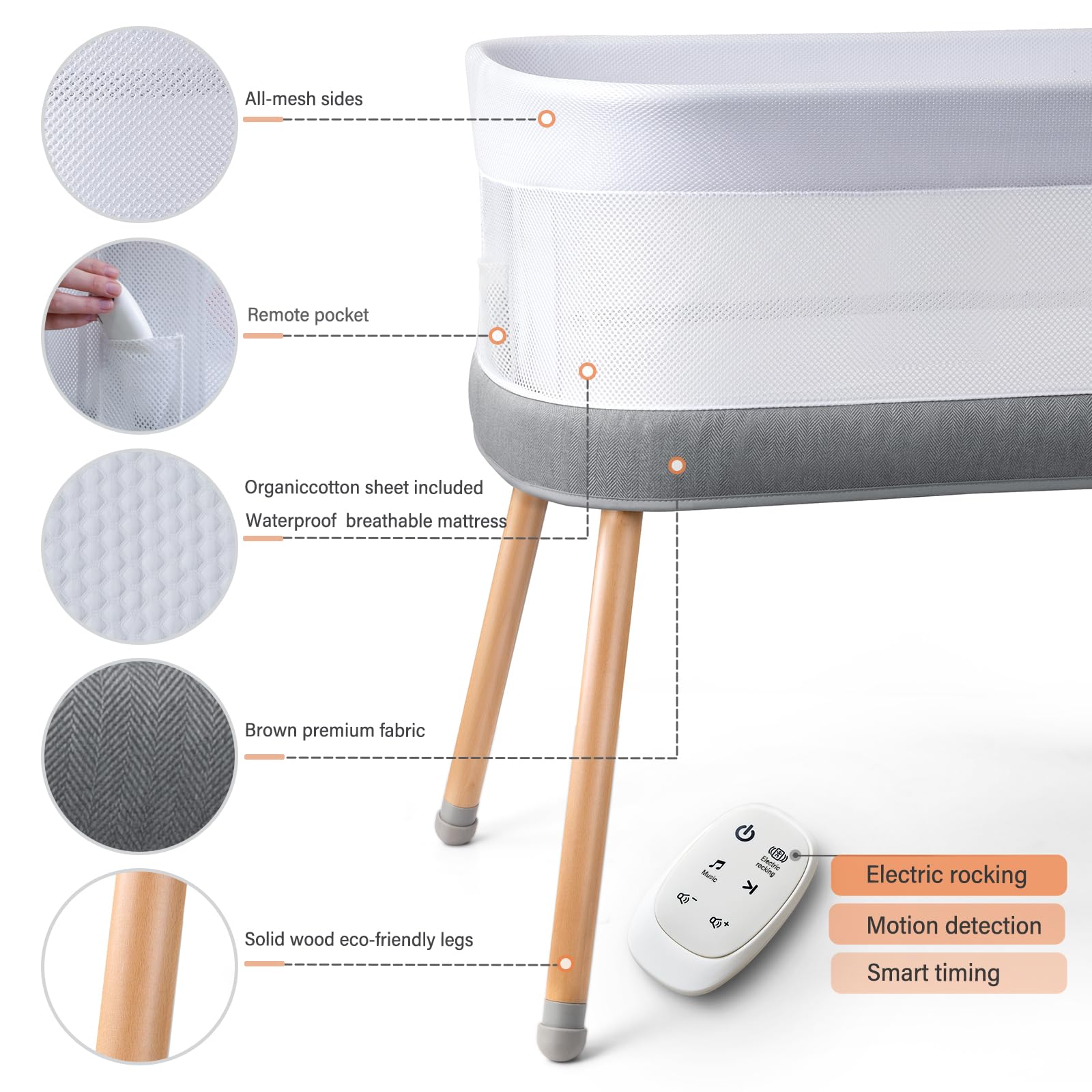 VaVaSoo safety-certified bassinet designed for newborns up to 6 months.