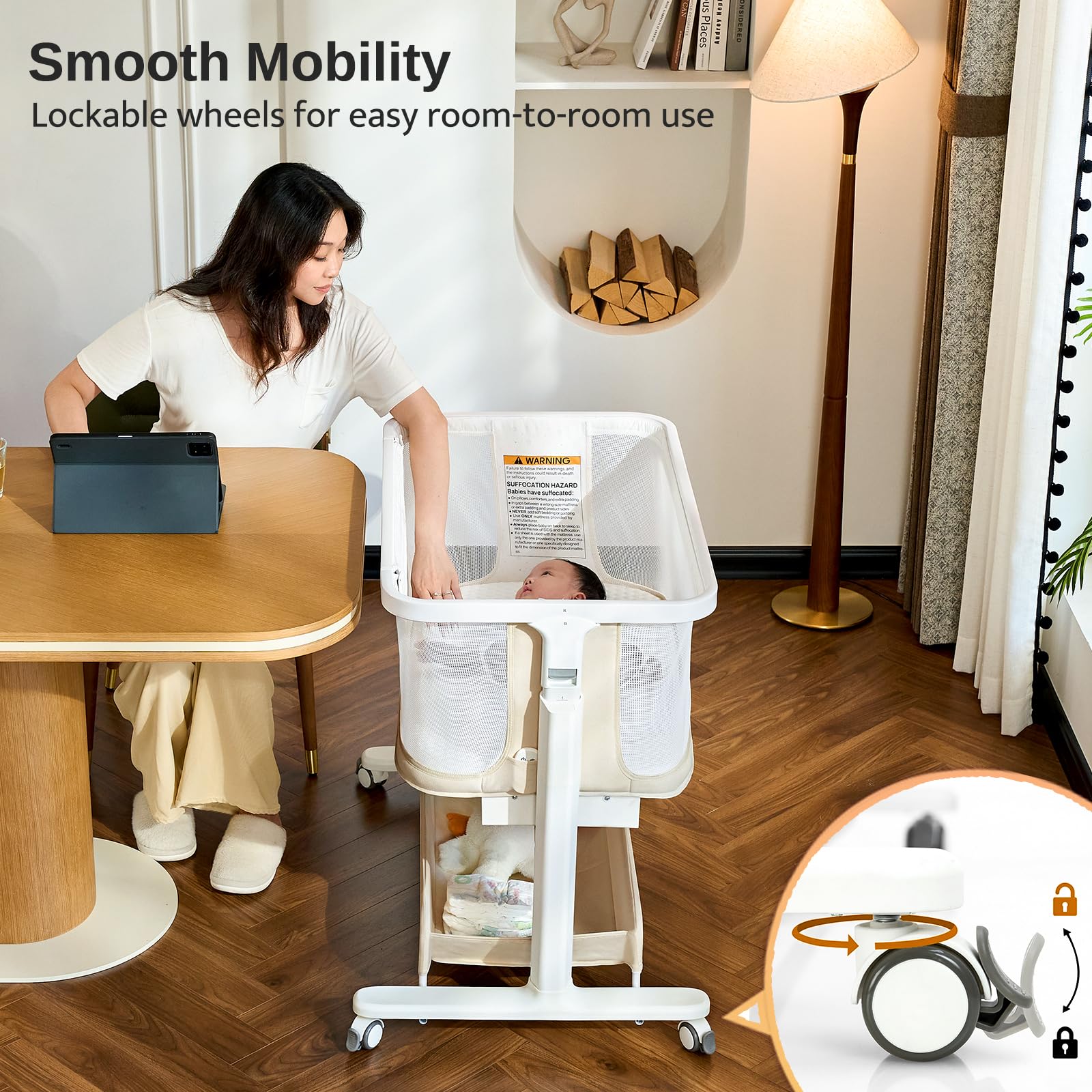 Dual-sided mattress with breathable and waterproof sides for easy cleaning.