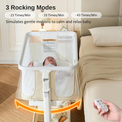 VaVaSoo bassinet remote pocket and controls for easy, hands-free soothing.