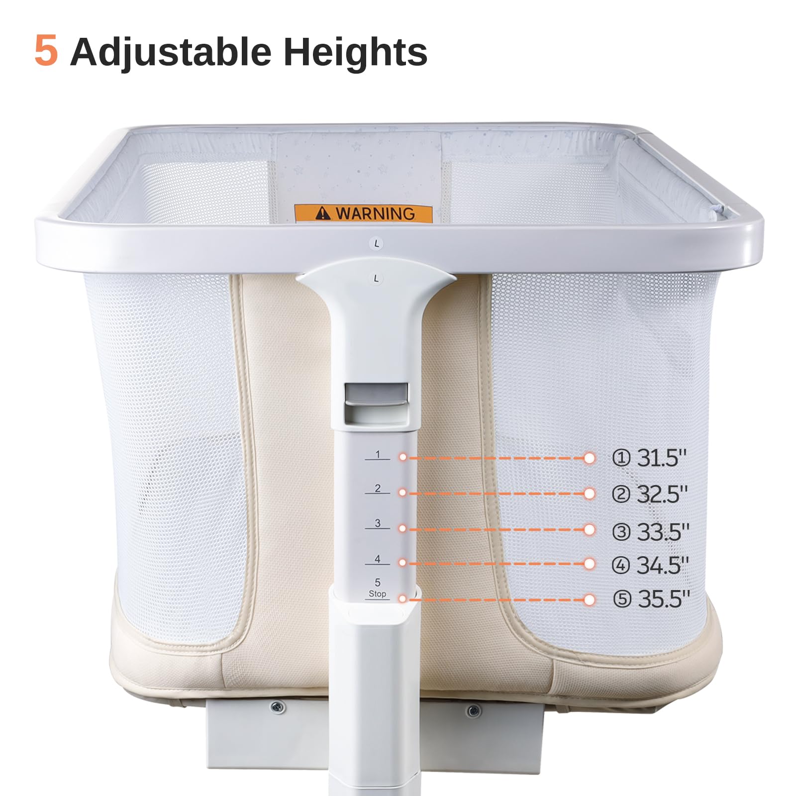 Large storage basket keeps diapers and essentials within arm's reach.