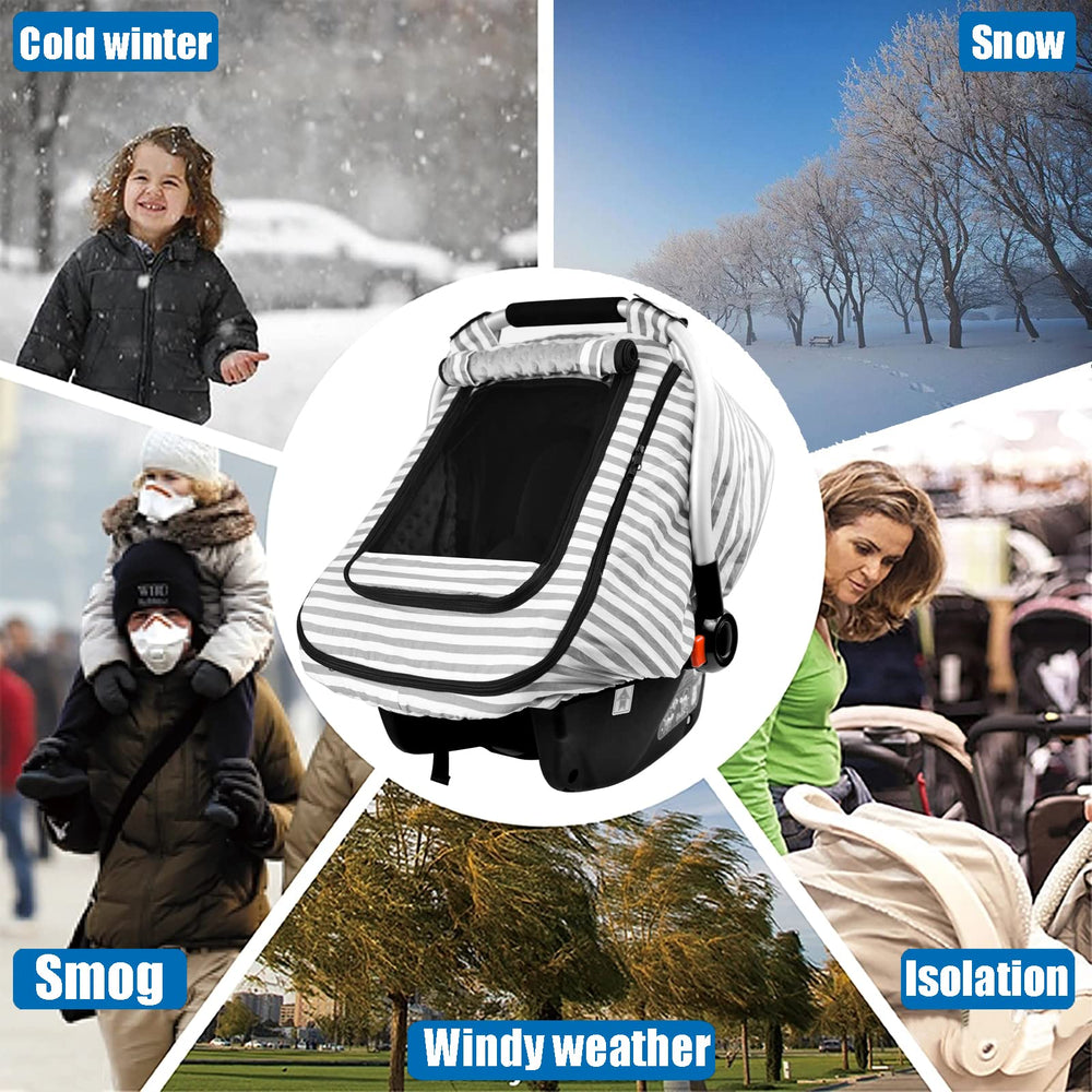 Vaxaape stripe-print canopy shown in use for travel ease.