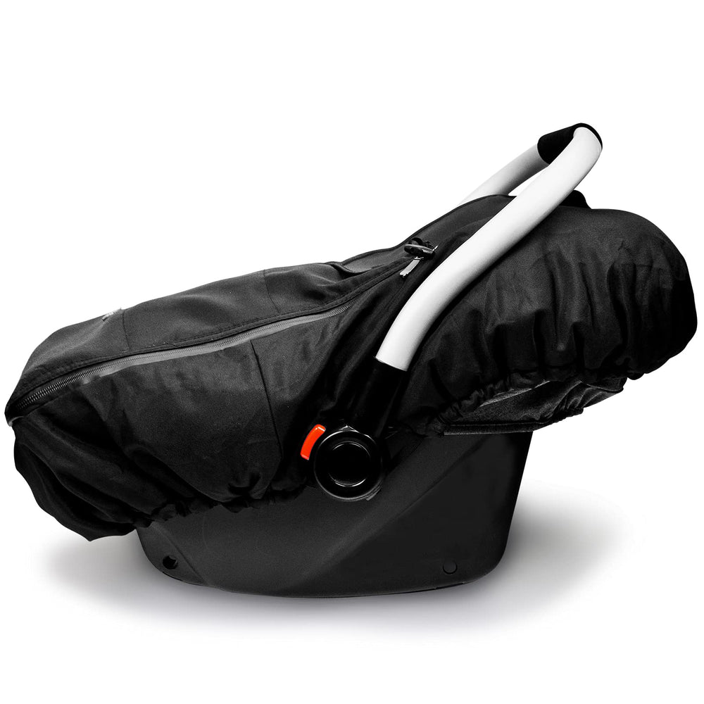 Vaxaape universal-fit car seat cover showing easy installation over carriers