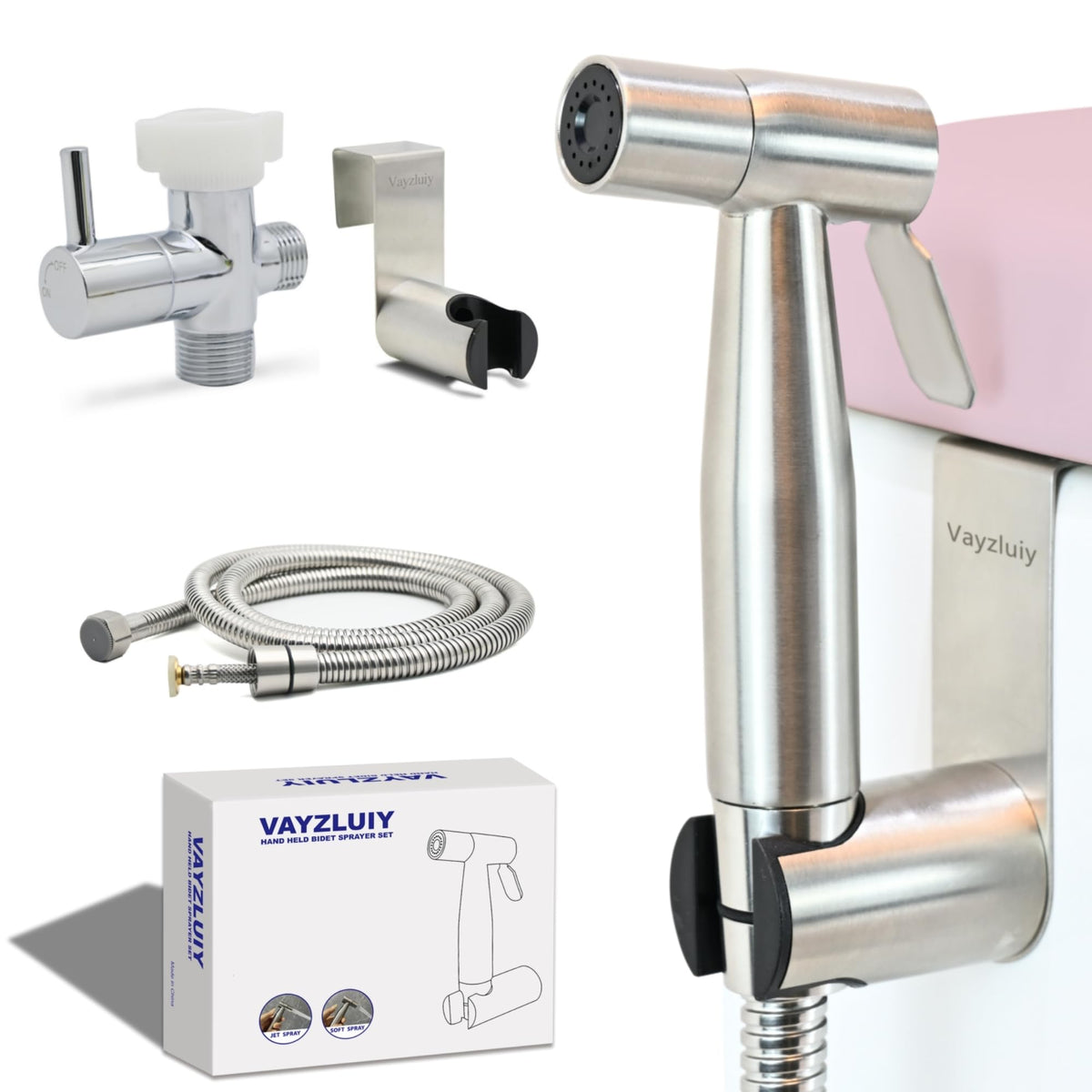 Vayzluiy bidet sprayer brass valve close-up showing durable valve for steady control
