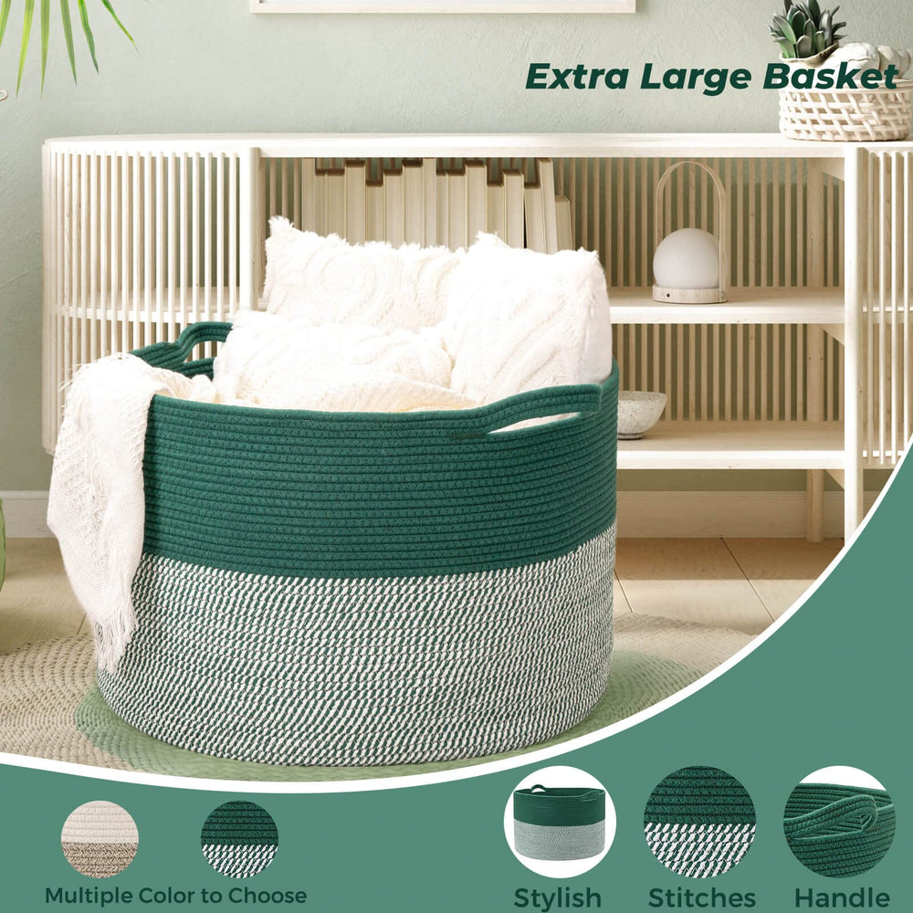 Vazpalas decorative rope basket adds warm style to the living room.