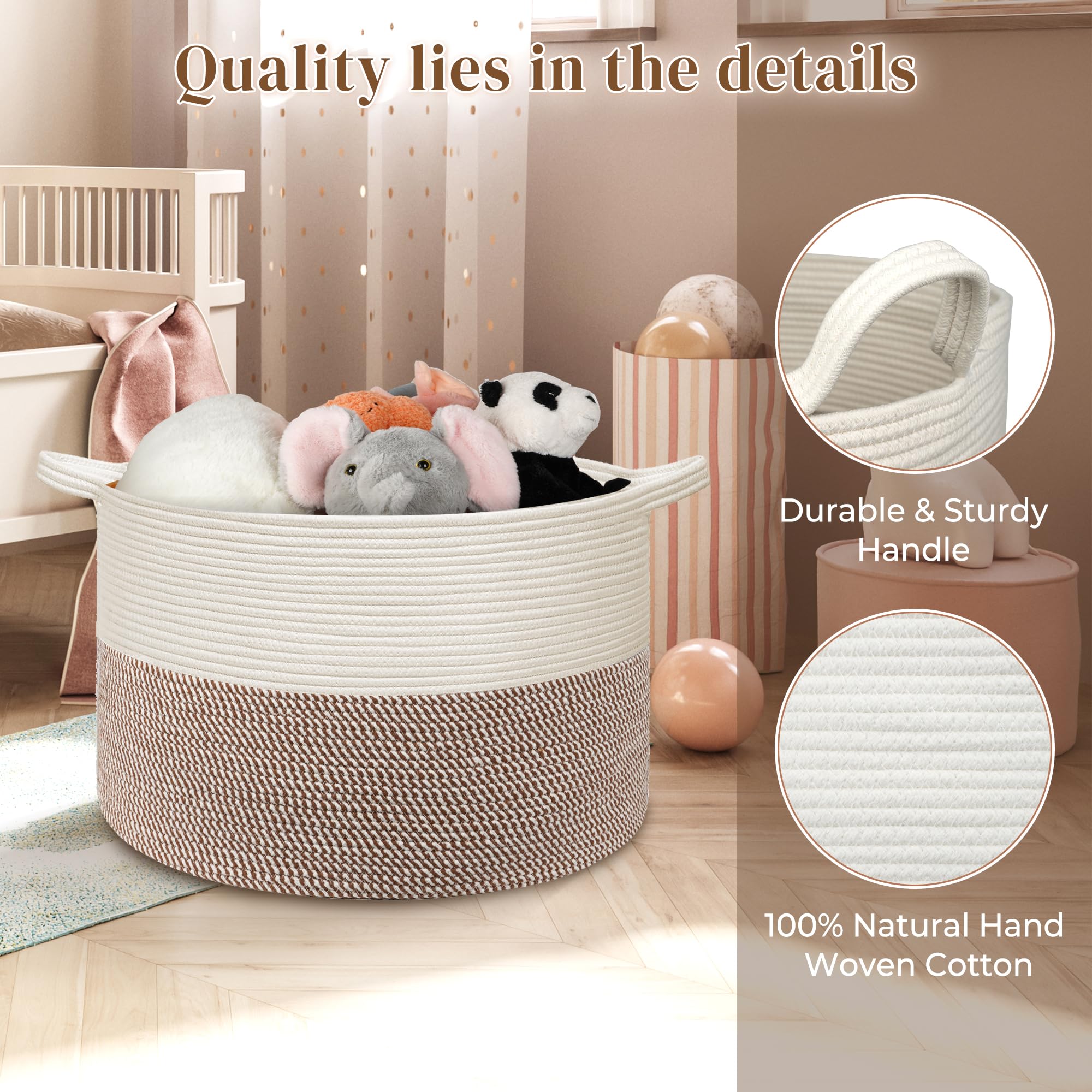 Vazpalas woven rope basket enhances living room decor with warmth.