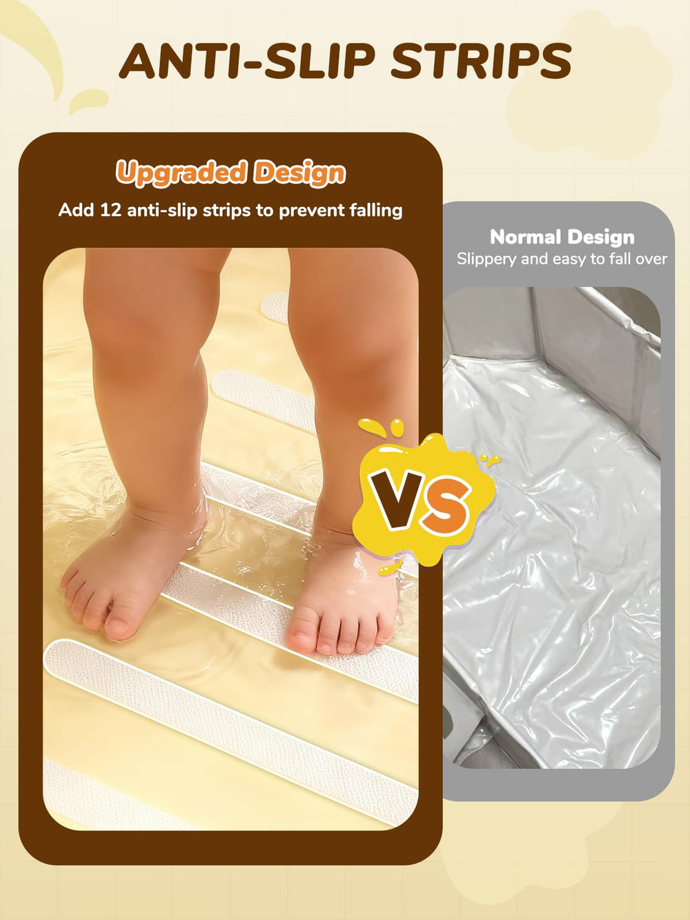 VBABY anti-slip strips help secure baby during bath