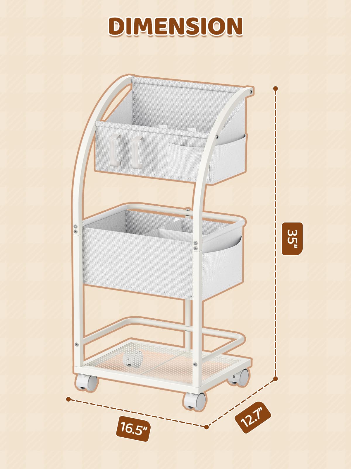 VBABY diaper caddy 3-tier storage keeps baby items organized.
