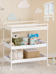 VBABY foldable changing table with wheels for easy room-to-room diaper changes