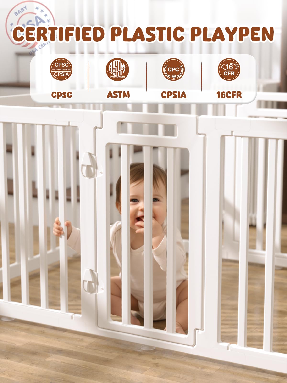 VBABY playpen panels detach for easy storage and travel.