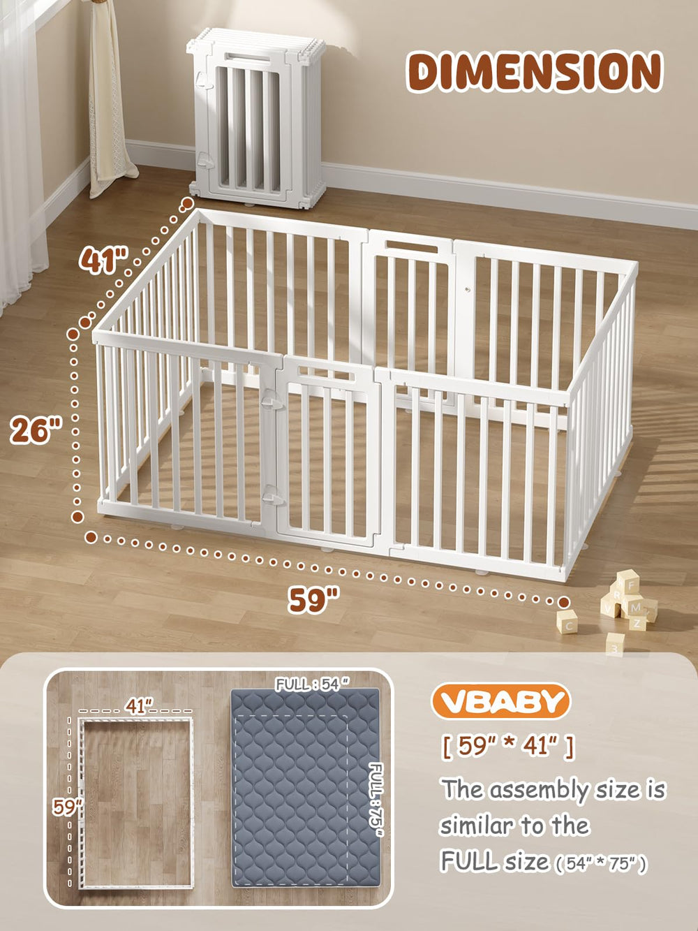 VBABY playpen suitable for indoor or outdoor supervised play.