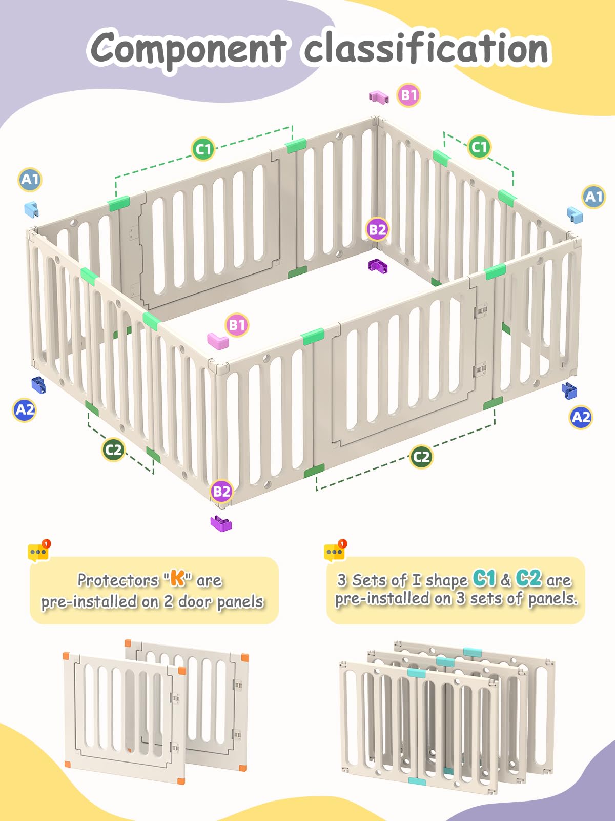 VBABY playpen features rounded edges and anti-slip mats