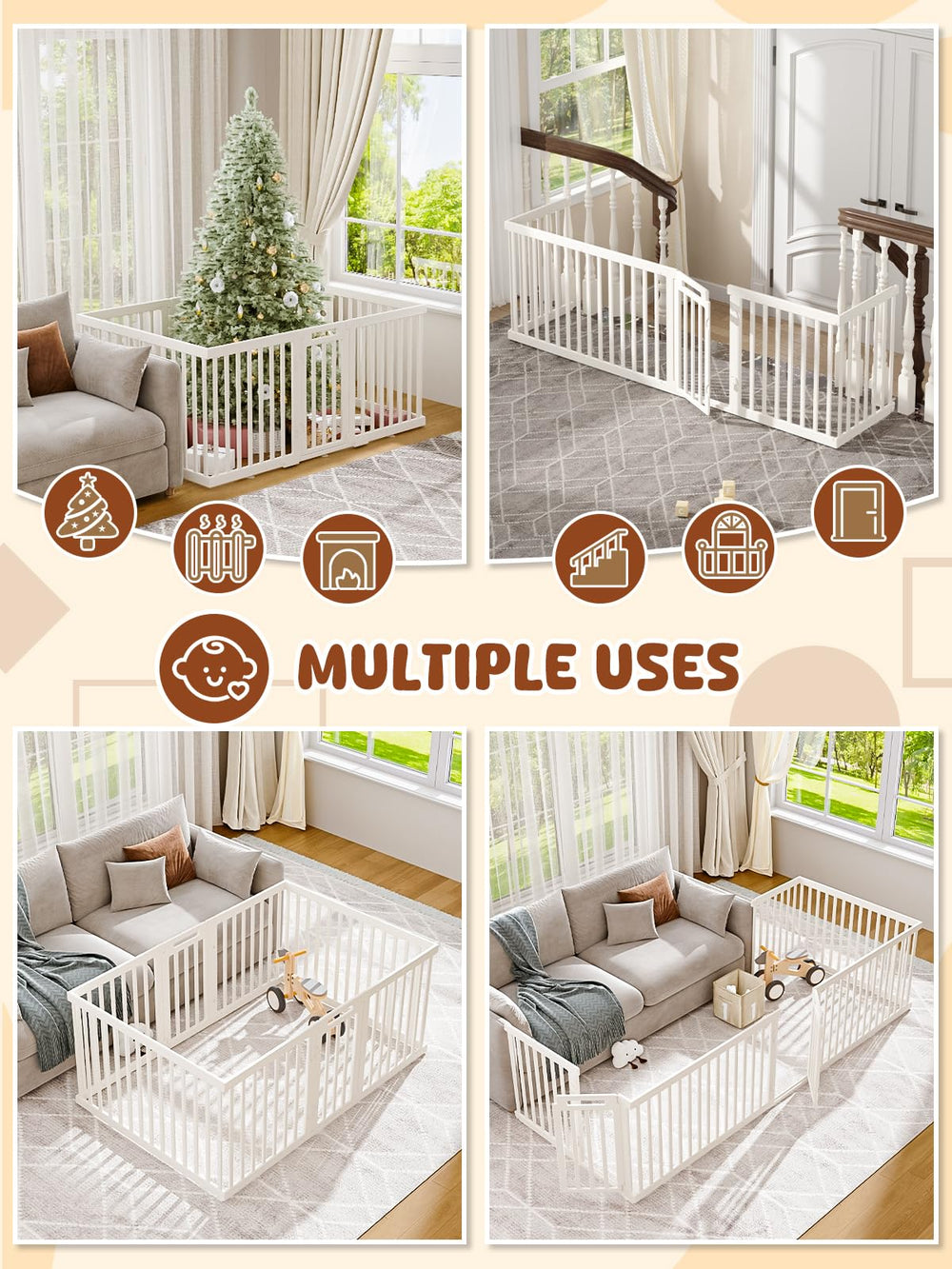 VBABY playpen safety details with anti-slip cups and smooth edges.