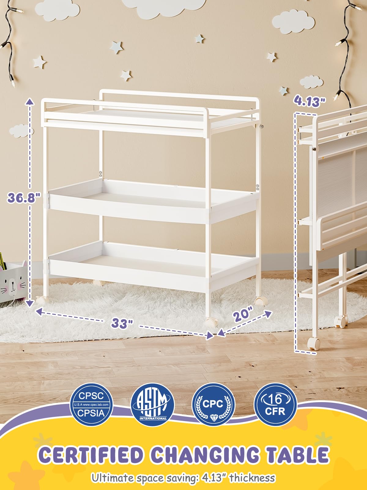 VBABY ultra-slim fold design saves space in compact nurseries