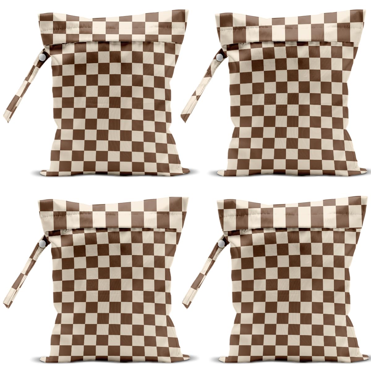 VBCVBGFH 4-pack brown checkered wet bags keep towels organized on the go