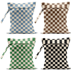 VBCVBGFH 4 pack waterproof wet bags in colorful checkered pattern for travel organization
