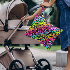 VBCVBGFH rainbow neon leopard wet bag open showing interior and capacity