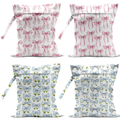 VBCVBGFH watercolor bow wet bag in pink and blue for stylish diaper storage on the go.