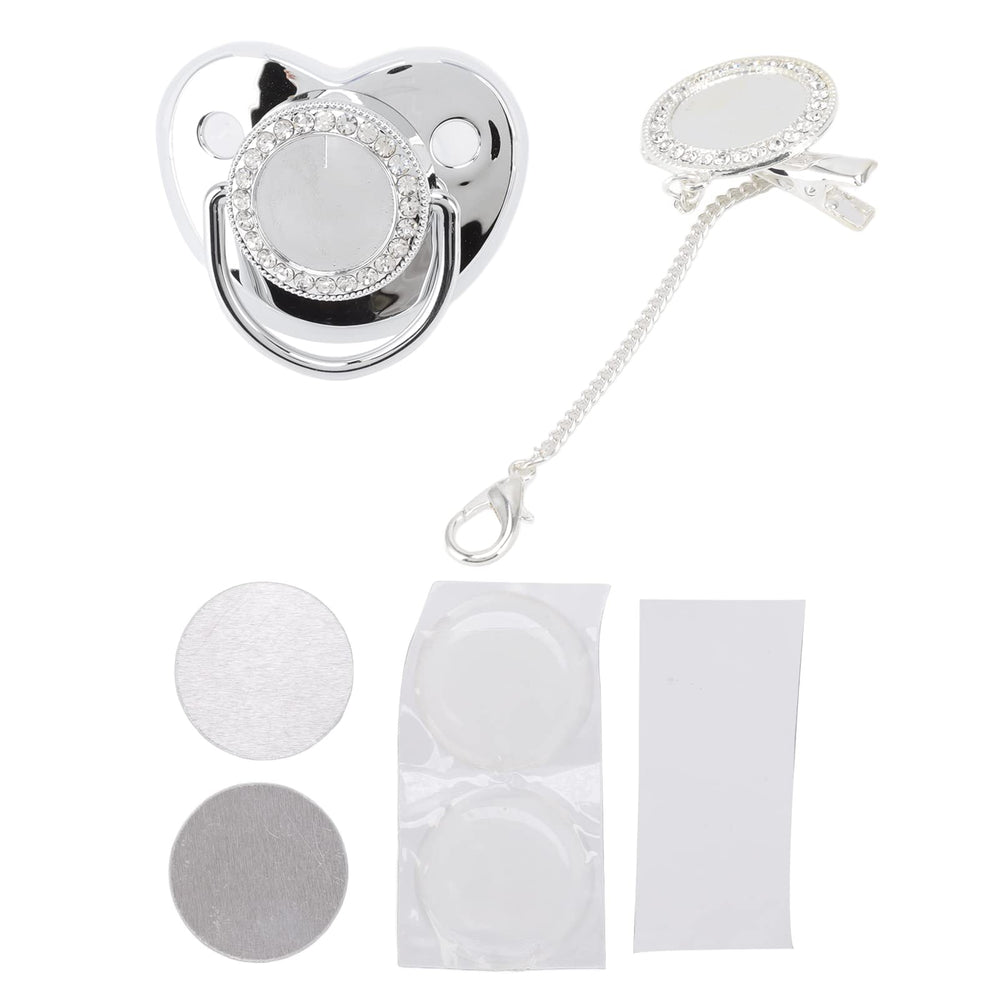 VBESTLIFE bling pacifier in silver keeps baby's pacifier close.