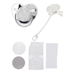 VBESTLIFE bling pacifier in silver keeps baby's pacifier close.