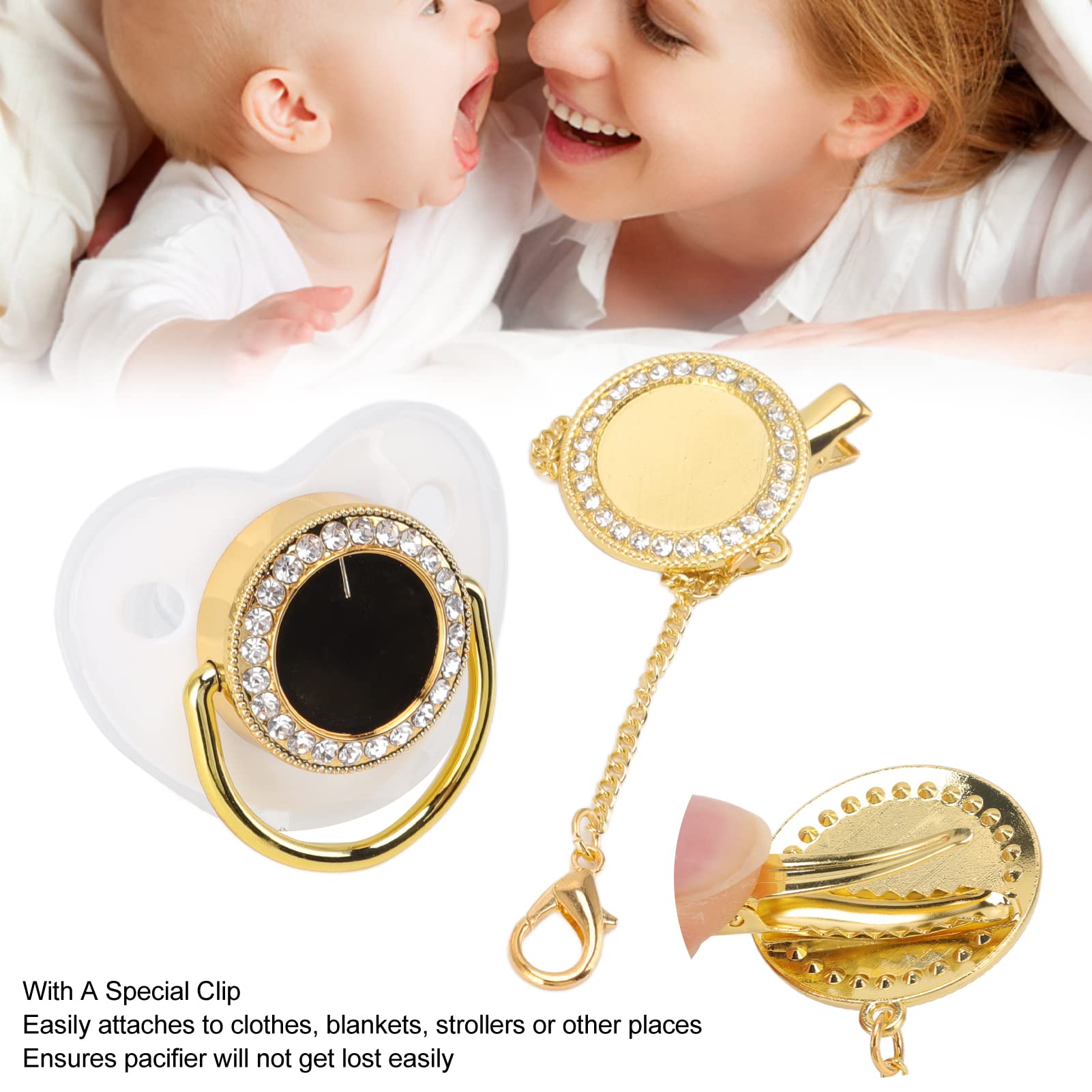 VBESTLIFE pacifier clip attached to clothing for quick reach.