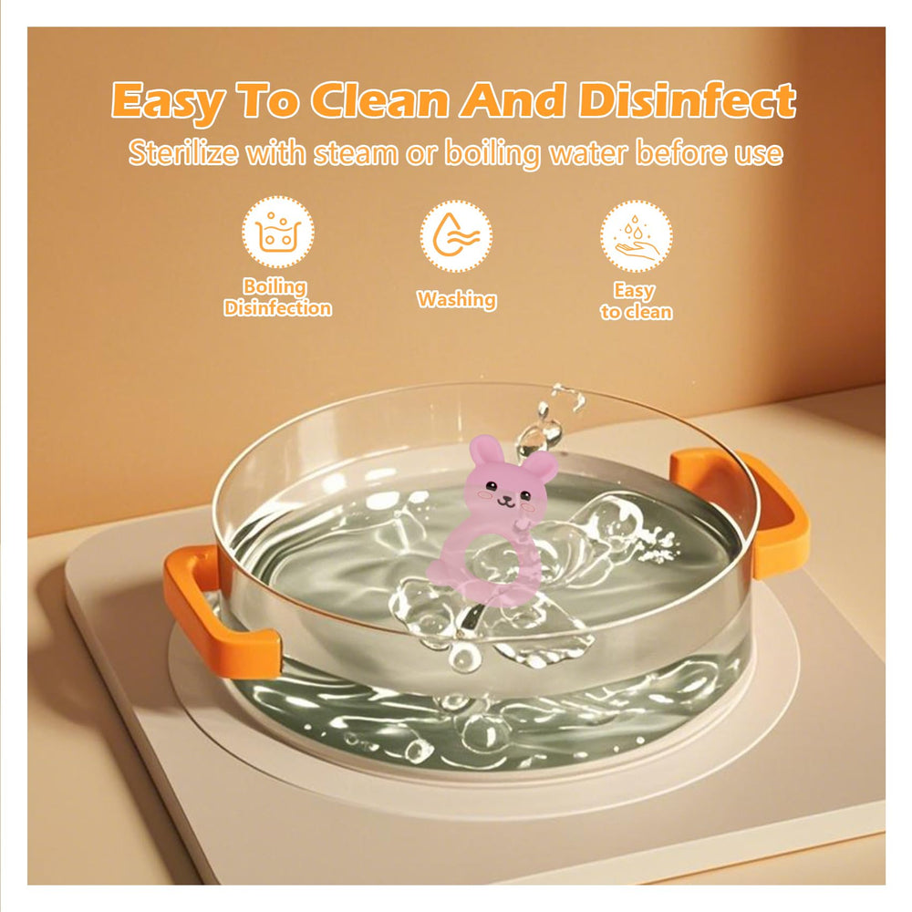 Vbglmya Baby Bunny Teether available in multiple colors for baby preference.