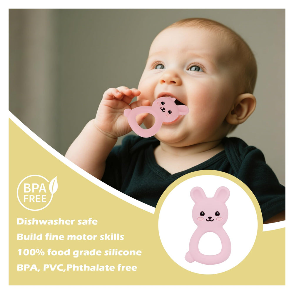 Vbglmya Bunny Teether dishwasher-safe top rack for easy cleanup.