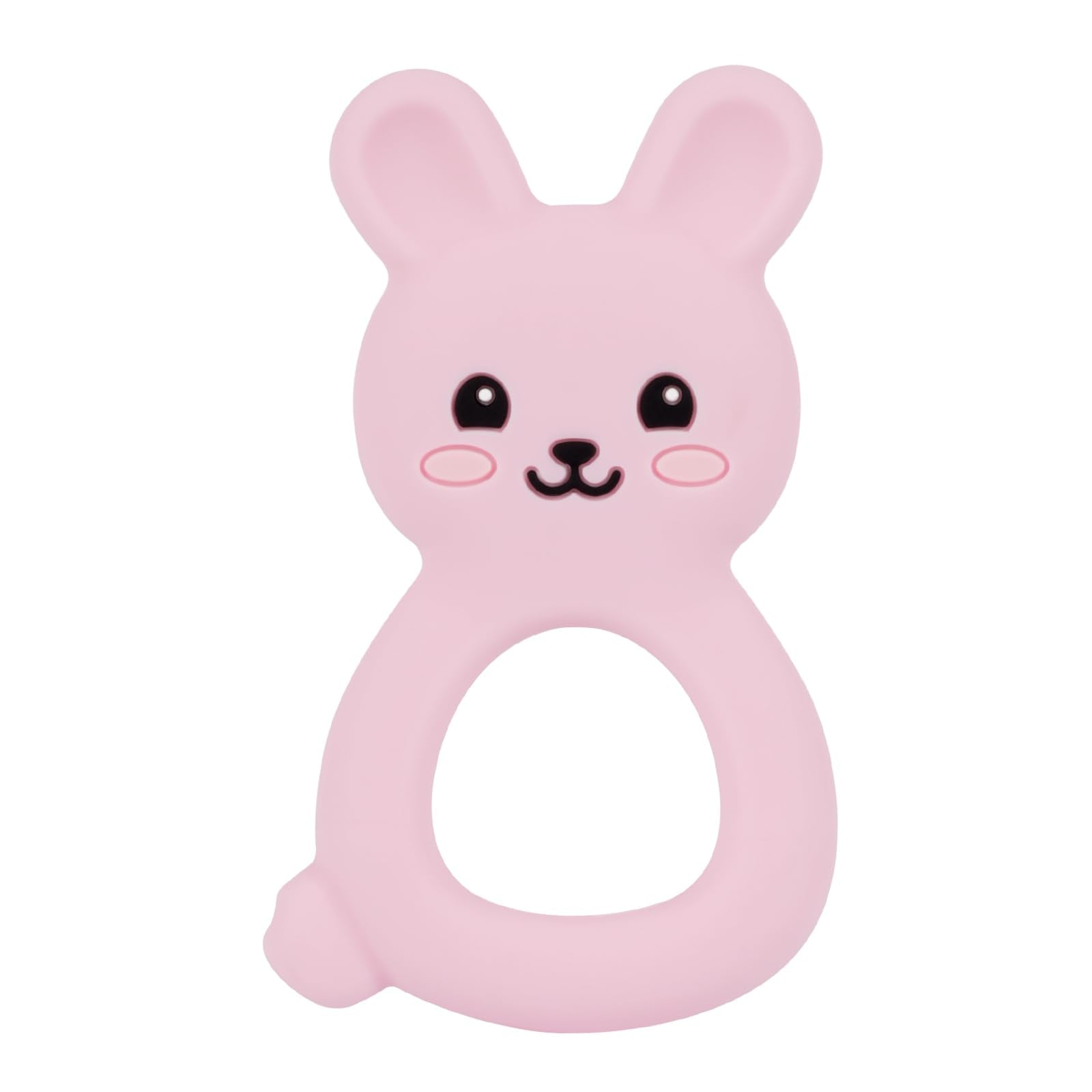Vbglmya Baby Bunny Teether closeup shows soft silicone texture for gentle teething.