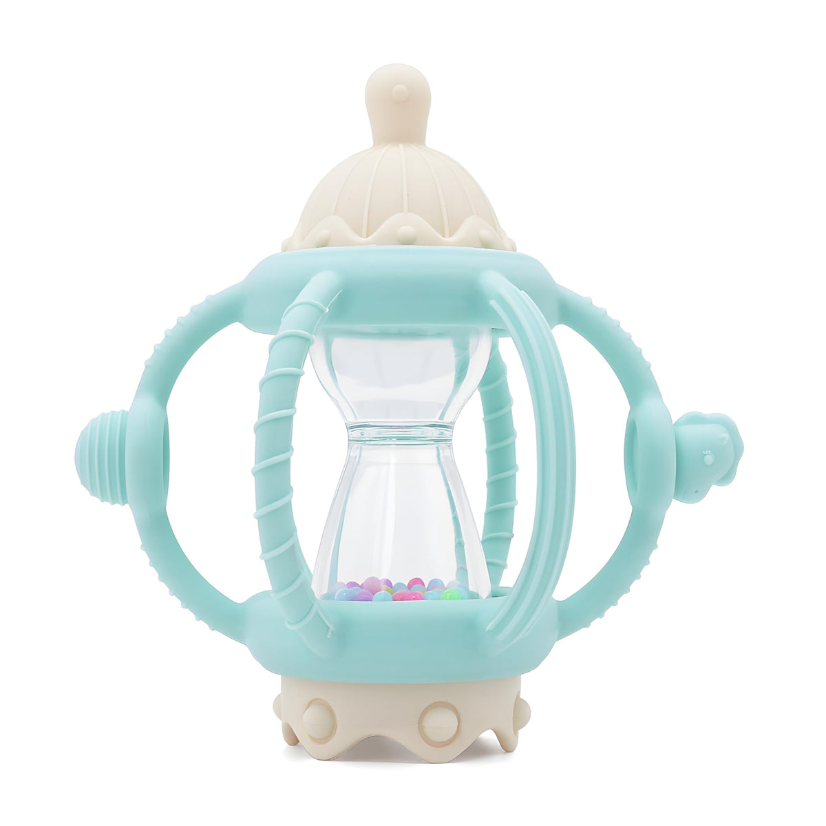 Vbglmya baby carousel teether mint green with soft silicone and soothing visual motion.