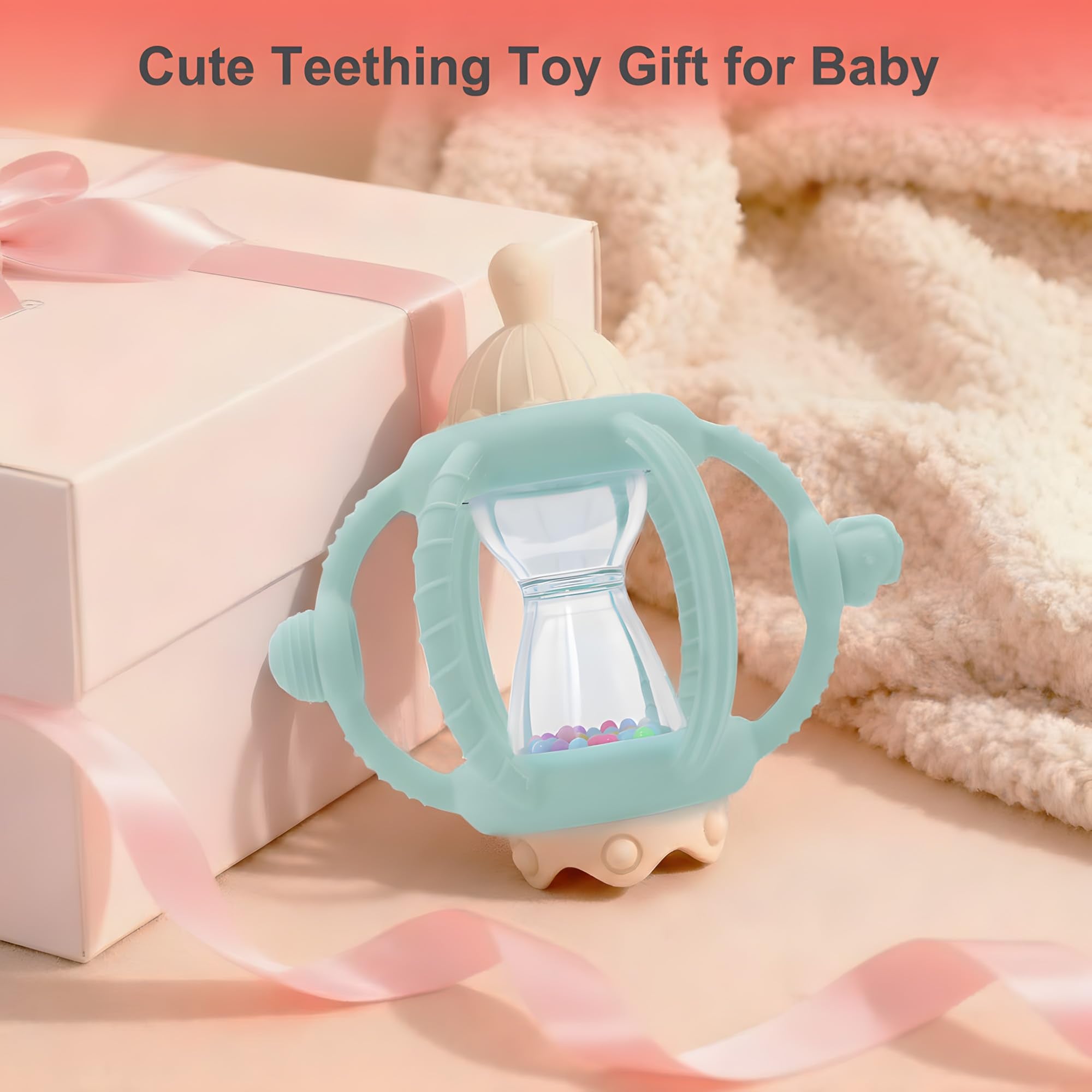 Vbglmya mint-green gift-ready teether ideal for newborn celebrations.