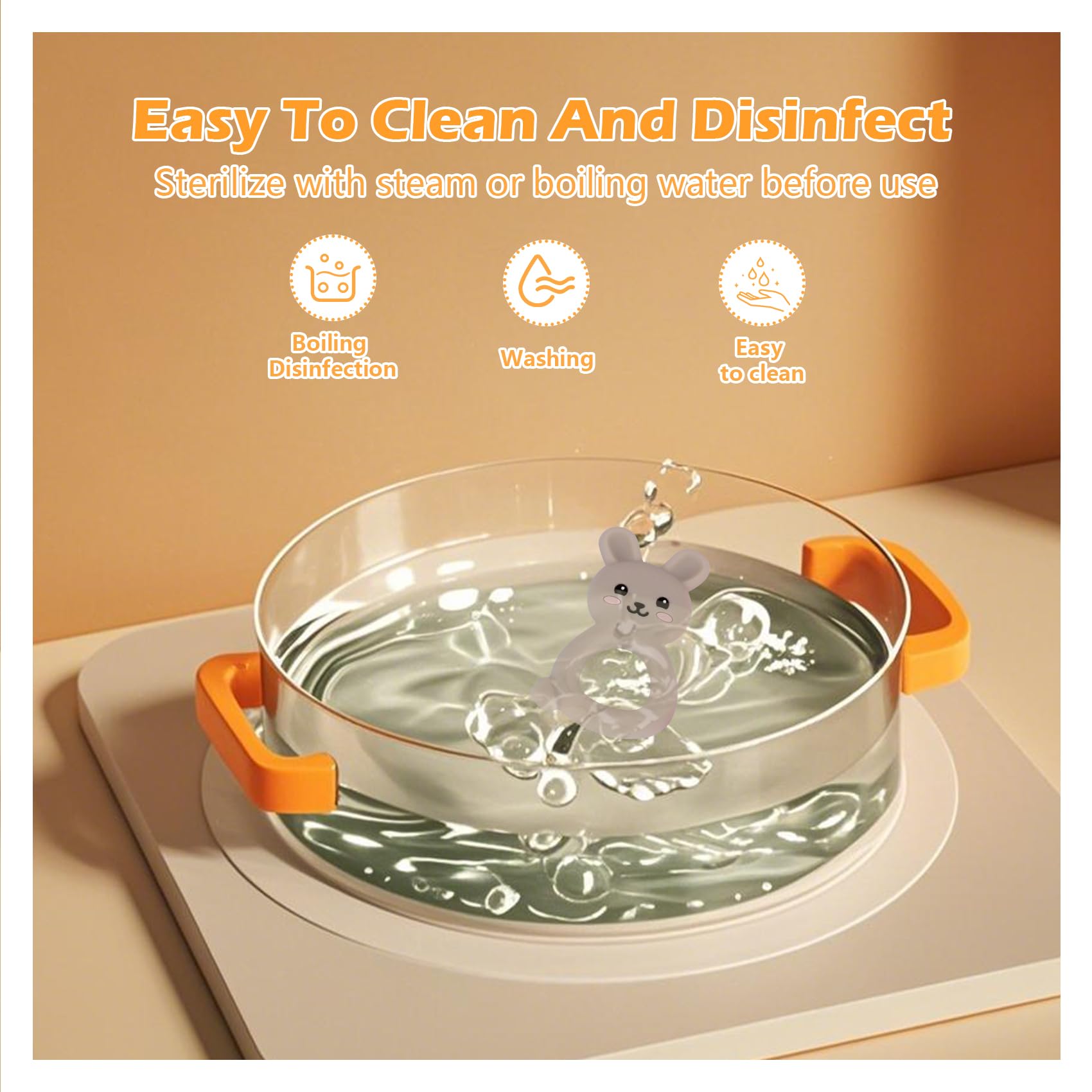 Vbglmya light-grey bunny teether complements modern nurseries