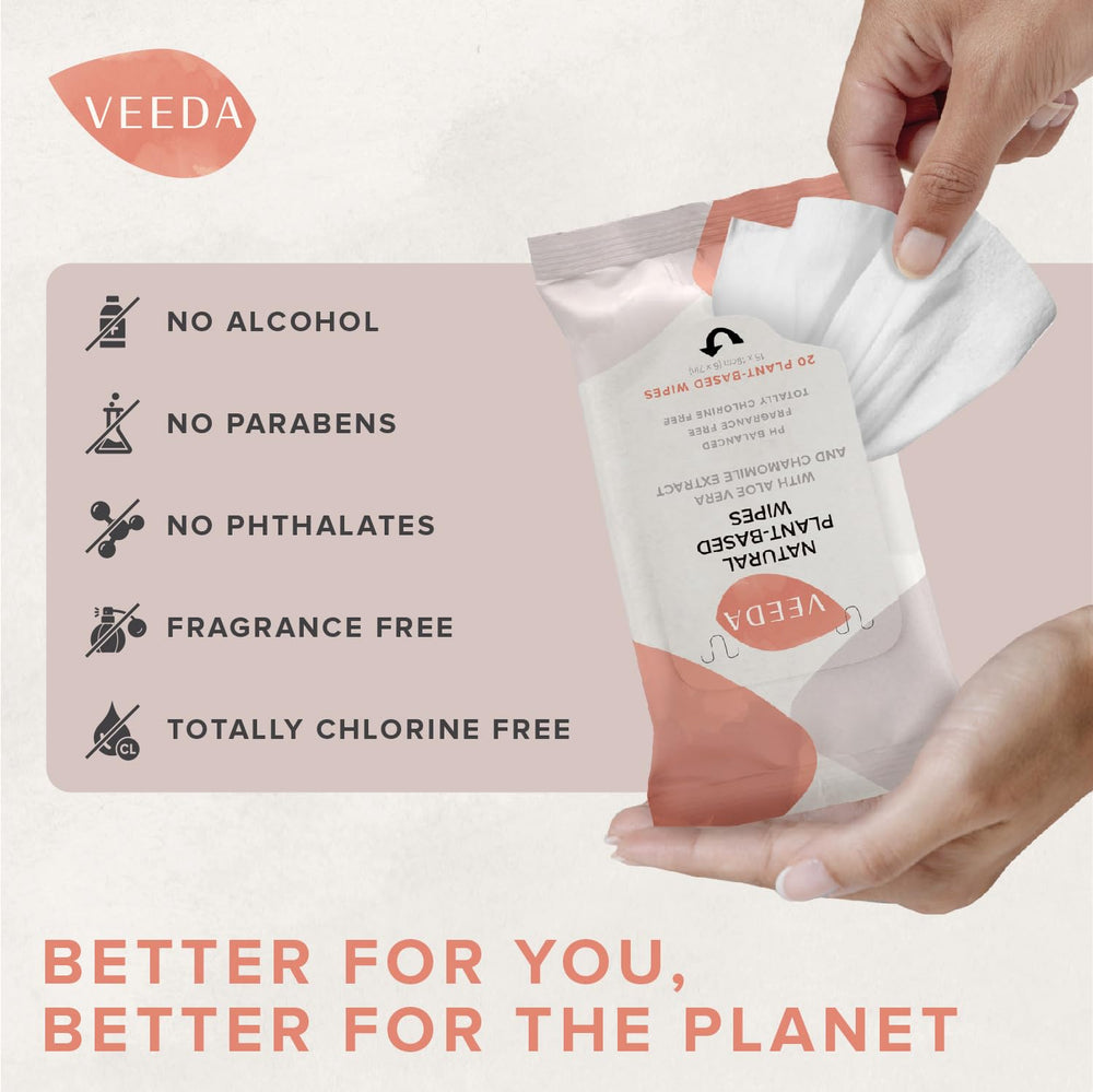 Veeda on-the-go refresh travel-ready wipes for quick cleansing