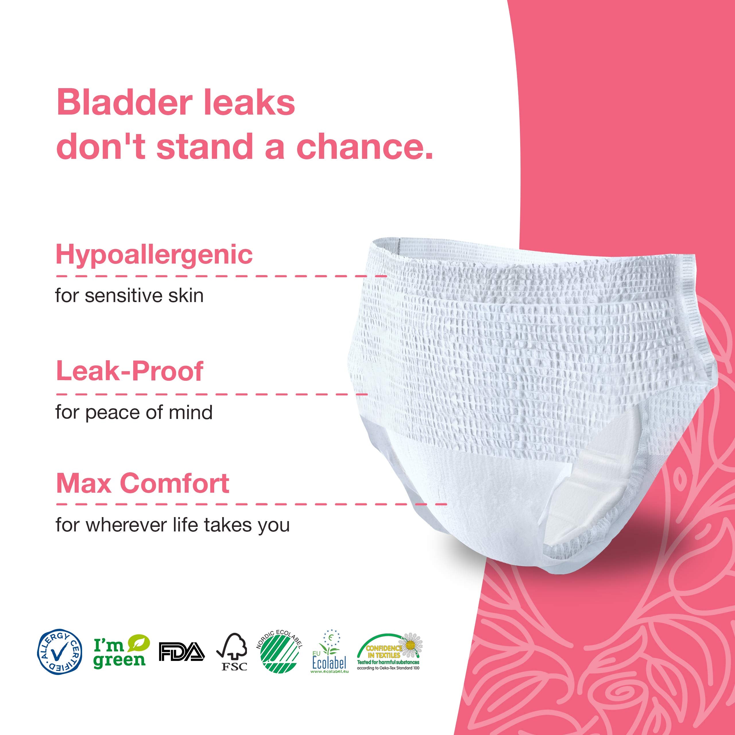 Veeda Natural Underwear side view demonstrates slim, discreet fit.