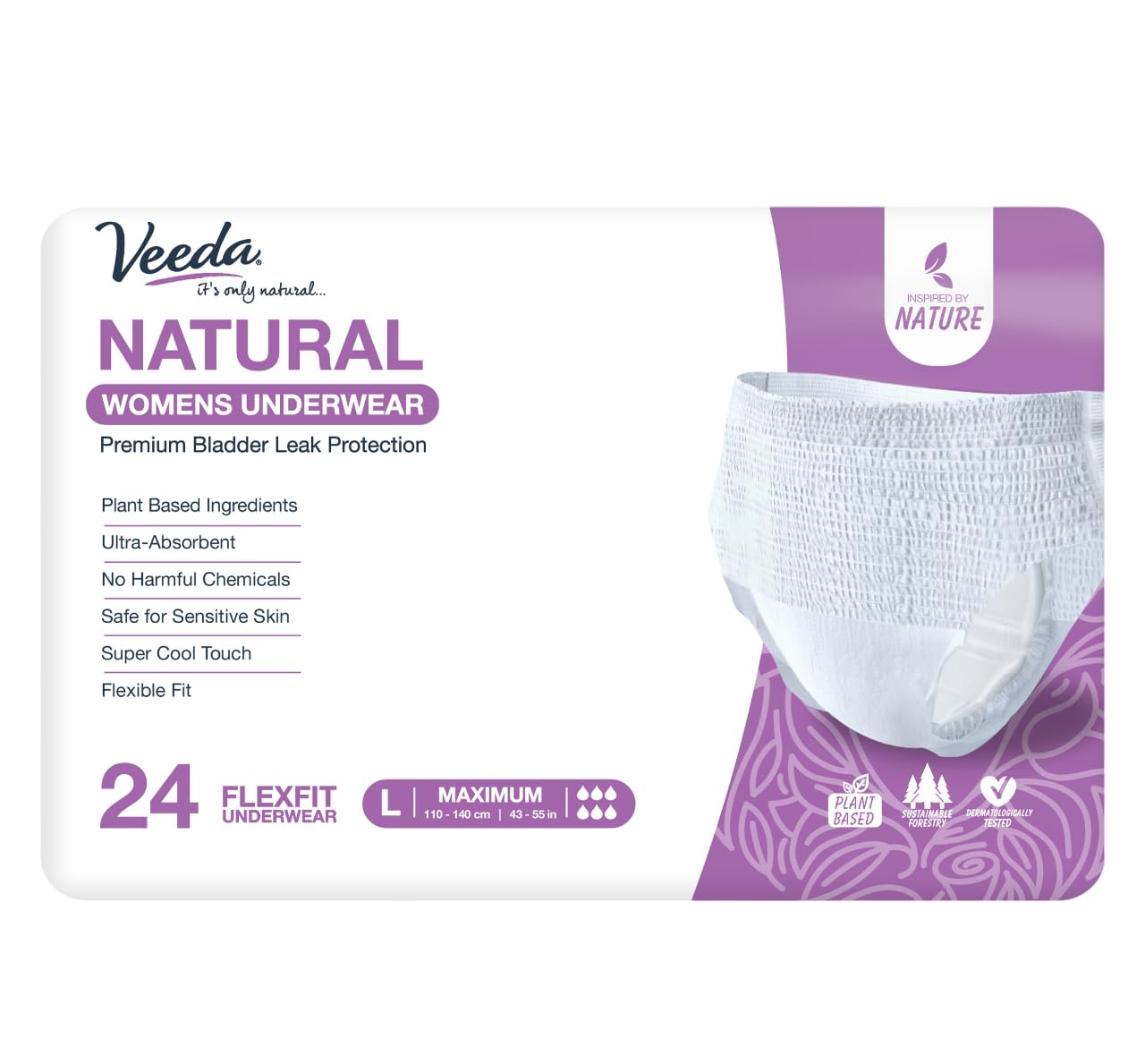 Veeda Natural Underwear on a model showing discreet daily protection