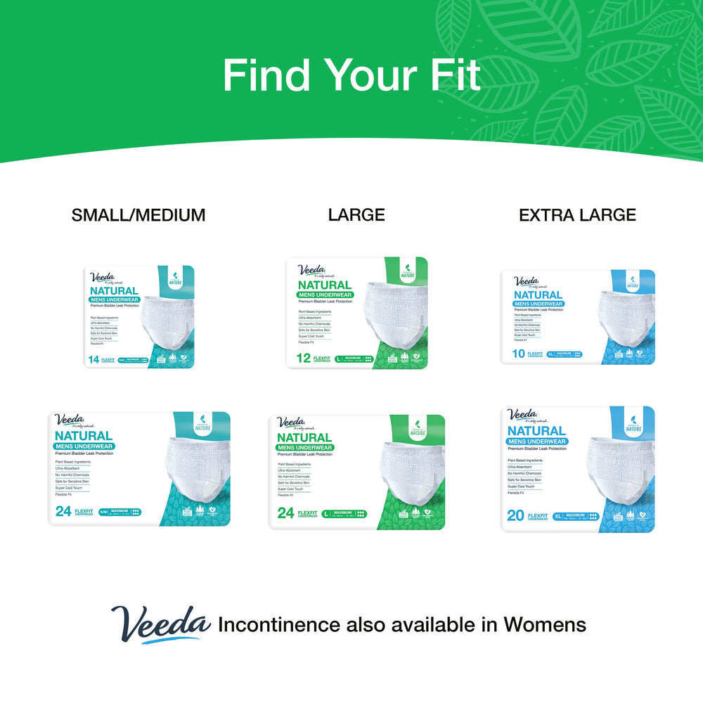 Veeda size XL ensures a comfortable, roomy fit for larger frames.