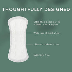 Veeda ultra-thin liner wrapped individually for discreet daily protection.